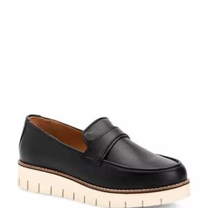 Aquatalia Black Loafers with Cream Sole